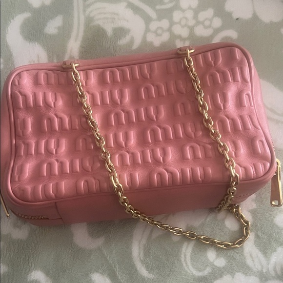 Miu Miu Handbags - Miu Miu Pink Embossed Shoulder Bag with Gold Chain